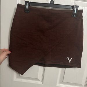 Voormi | Short Mini Skirt Fitted‎ Merino Wool Blend Brown Sz M